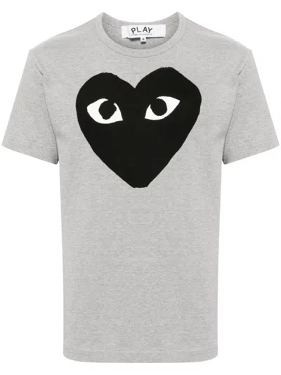 COMME DES GARÇONS GREY HEART PRINT T-SHIRT