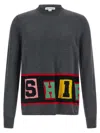Comme Des Garçons Bold Intarsia Knit Sweater With Cuffed Sleeves In Gray