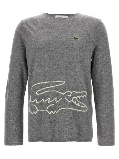 COMME DES GARÇONS GREY LOGO-PATCH WOOL JUMPER
