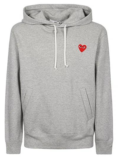 COMME DES GARÇONS GREY LOGO PRINT COTTON HOODIE