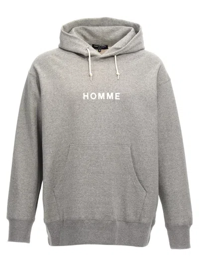 Comme Des Garçons Logo Print Hooded Sweater In Grey