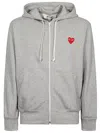 Comme Des Garçons Grey Logo Zipped Hoodie In Gray