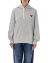 Comme Des Garçons Logo Zipped Cotton Hoodie In Gray