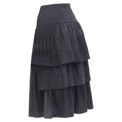 Pre-owned Comme Des Garçons Comme Des Garcons Grey Wool Corset Lace Tiered Skirt