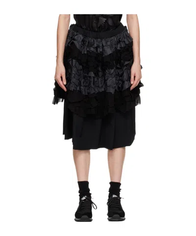 Comme Des Garçons Half Skirt With Lotus Leaf Edge Details In Black