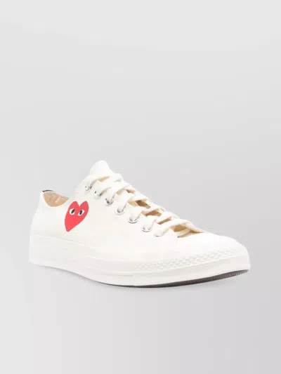 Comme Des Garçons Heart Detail Low Top Sneakers In White