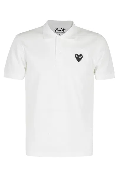 Comme Des Garçons White Cotton Printed Polo