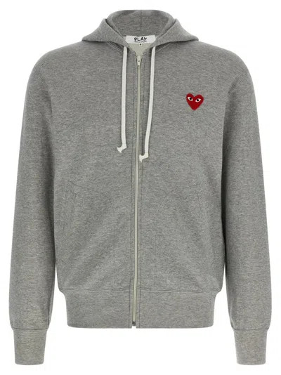 Comme Des Garçons 'heart' Hoodie In Gray