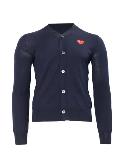 Pre-owned Comme Des Garçons Heart-logo Cardigan In Blue
