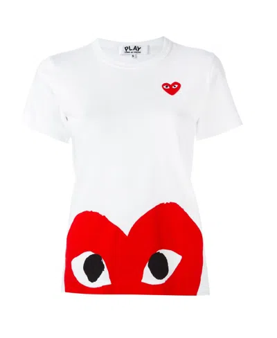 Comme Des Garçons Heart Logo-print T-shirt In White