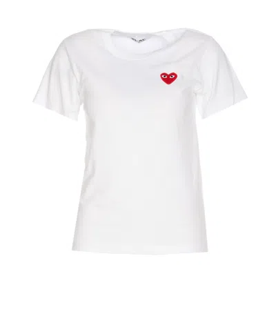 Comme Des Garçons Heart Logo T-shirt In White
