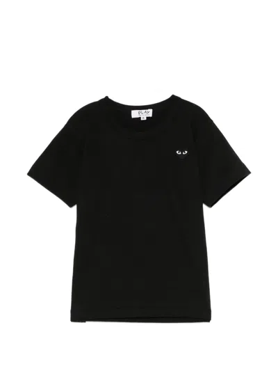 Comme Des Garçons Kids' Heart Logo-patch T-shirt In Black
