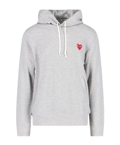Comme Des Garçons Heart-motif Cotton Hoodie In White