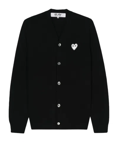 Comme Des Garçons Heart Patch Cardigan In Black