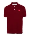 Comme Des Garçons Heart-patch Cotton Polo Shirt In Red