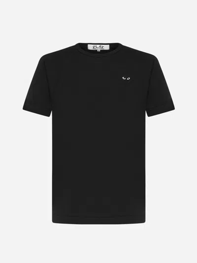 Comme Des Garçons Heart Patch Cotton T-shirt In Black