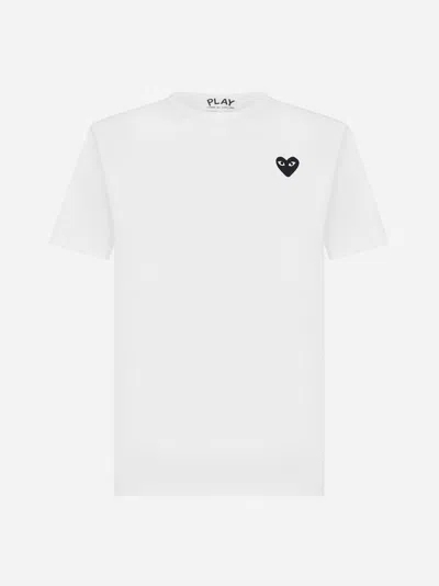 Comme Des Garçons Heart Patch Cotton T-shirt In White
