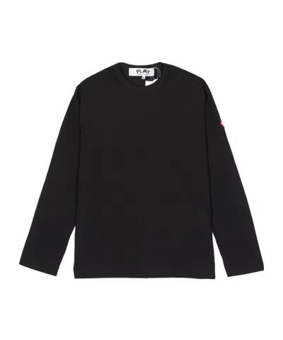 Comme Des Garçons Heart-patch Long-sleeves T-shirt In Black