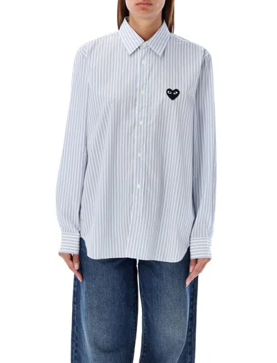 Comme Des Garçons Heart Patch Shirt In Blue