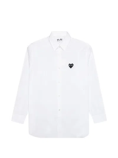 Comme Des Garçons Heart Patch Shirt In White