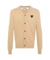 Comme Des Garçons Heart-patch Wool Cardigan In Nude