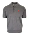 Comme Des Garçons Heart-patch Wool Polo Shirt In Gray