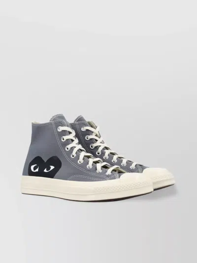 Comme Des Garçons Heart Print Canvas High Top Sneakers In Gray