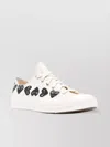 Comme Des Garçons Ecru Canvas Sneaker With Signature Heart Print In White