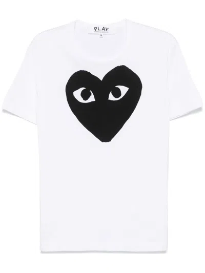 Comme Des Garçons Comme Des Garcons Heart-embroidered T-shirt In White