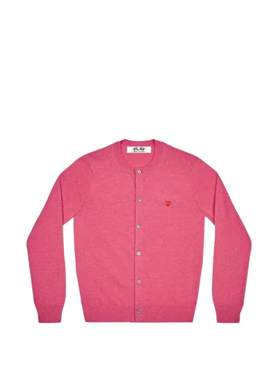 Comme Des Garçons Heart-patch Cardigan In Pink