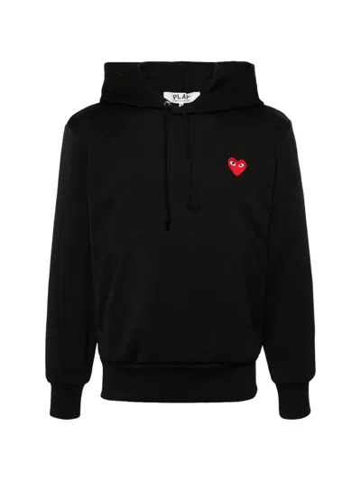 Comme Des Garçons Heart-patch Hoodie In Black