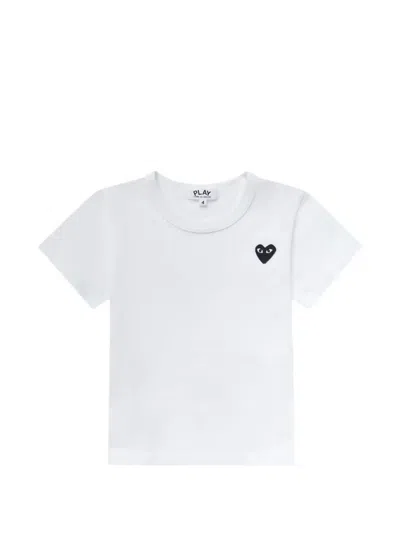 Comme Des Garçons Kids' Heart-patch T-shirt In White