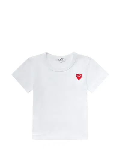 Comme Des Garçons Kids' Heart-patch T-shirt In White
