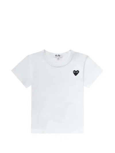 Comme Des Garçons Kids' Heart-patch T-shirt In White