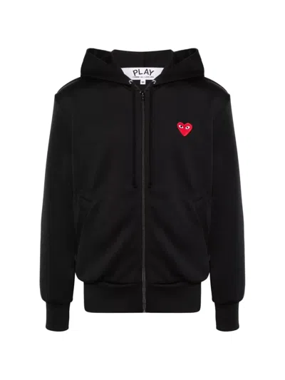 Comme Des Garçons Comme Des Garcons Logo Zipped Cotton Hoodie In Negro