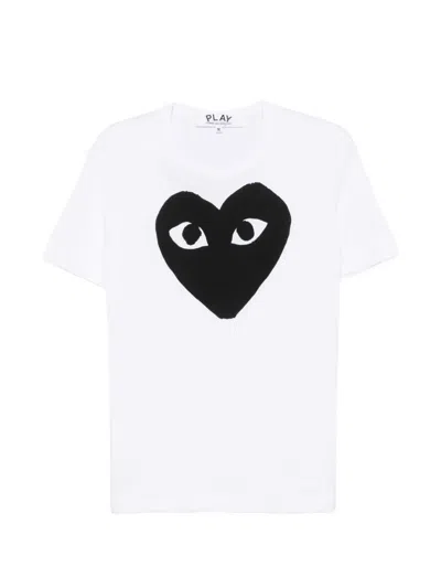 Comme Des Garçons Black Heart Cotton T-shirt In White