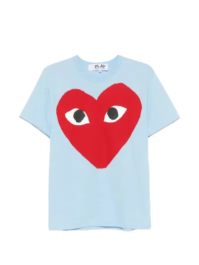 Comme Des Garçons Heart-print T-shirt In Blue