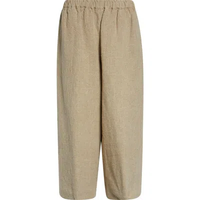 Comme Des Garçons Heavyweight Linen Canvas Crop Wide Leg Pants In Brown