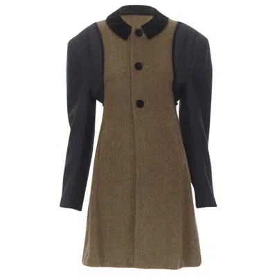 Comme Des Garçons Comme Des Garcons Herringbone Reconstructed Sleeve Coat In Brown