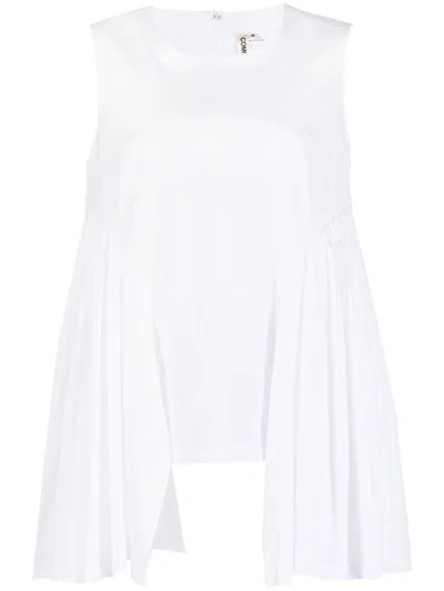 Comme Des Garçons High-low Hem Sleeveless Top In White