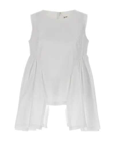 Comme Des Garçons White Pleated Insert Top