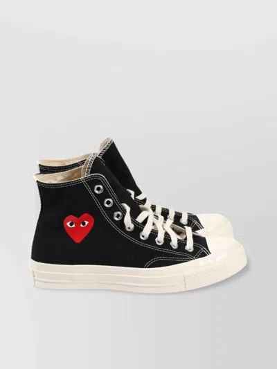 Comme Des Garçons Canvas Heart-print High-top Sneakers In Black
