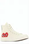 Comme Des Garçons High-top Canvas Sneakers With Iconic Heart Graphic In Multi