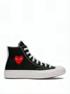 Comme Des Garçons High-top Sneakers With Classic Canvas Upper And Iconic Heart Detail In White