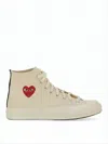 Comme Des Garçons High-top Sneakers With Iconic Heart Design And Rubber Sole In White