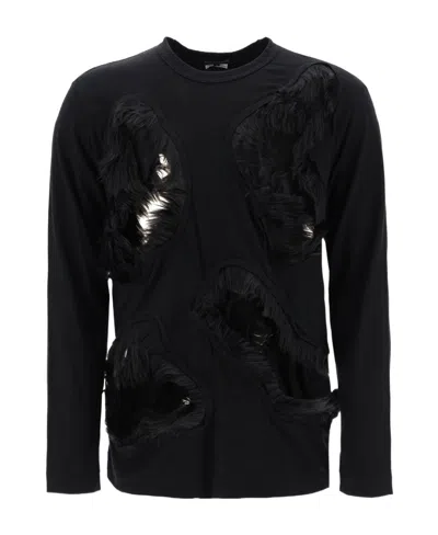 Comme Des Garçons Hollow-out Long-sleeved T-shirt In Black