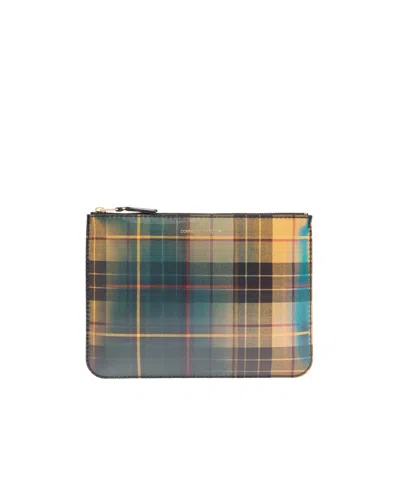 Comme Des Garçons Holographic Tartan Clutch In Multicolor