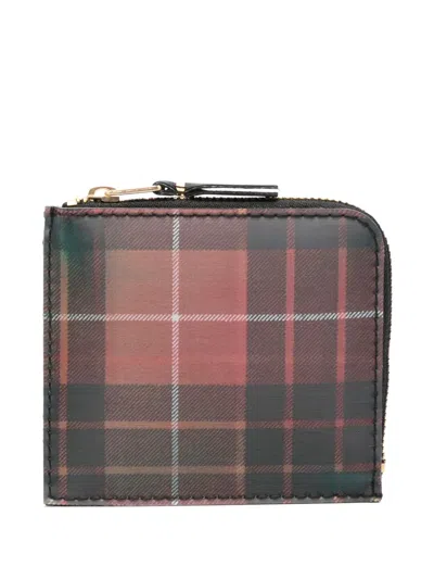 Comme Des Garçons Holographic Tartan-pattern Wallet In 红色