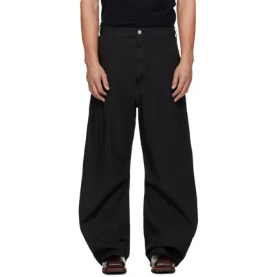 Comme Des Garçons Homme Curved Wide-leg Pants In Black