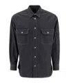 Comme Des Garçons Relaxed-fit Denim Overshirt With Contrast Stitching In Black